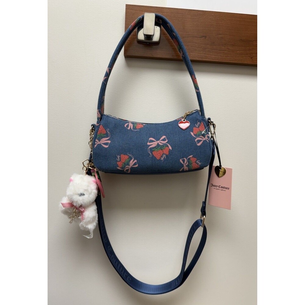 JUICY COUTURE STRAWBERRY FESTIVAL SHOULDER BAG DENIM MULTI/NWT/69.00